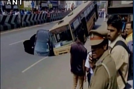 Road caves in, Road accident, Chennai news, Mount road, accident news