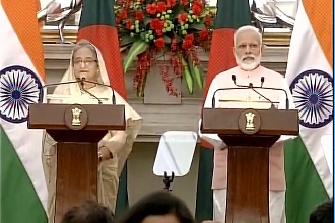 While speaking at a meeting of the two leaders, the Prime Minister, Narendra Modi said that he admires Sheikh Hasina's firm resolve in dealing with terrorism. (ANI) While speaking at a meeting of the two leaders, the Prime Minister, Narendra Modi said that he admires Sheikh Hasina's firm resolve in dealing with terrorism. (ANI)
