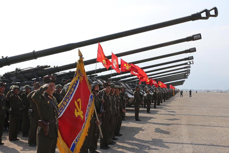 A military drill marking the 85th anniversary of the establishment of the Korean People's Army (KPA) is seen in this handout photo by North Korea's Korean Central News Agency (KCNA) made available on April 26, 2017. (Reuters)