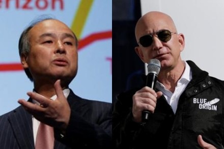 SoftBank Group Corp.’s Masayoshi Son (Left) and Amazon.com Inc. founder Jeff Bezos. (Reuters)
