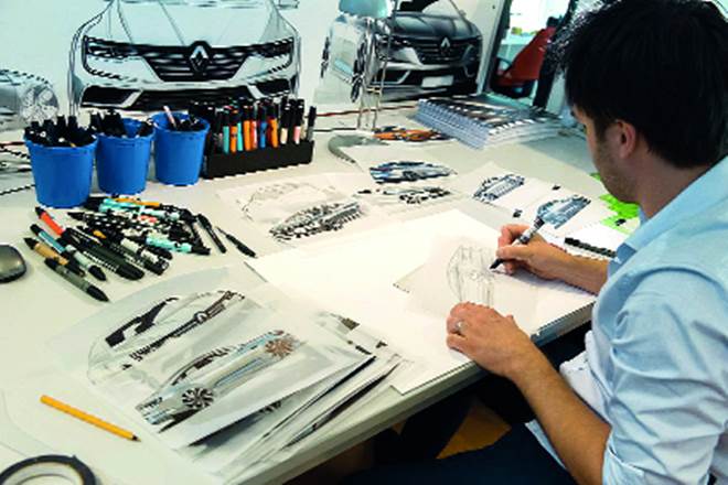 An intern at work at the Renault Design Academy.