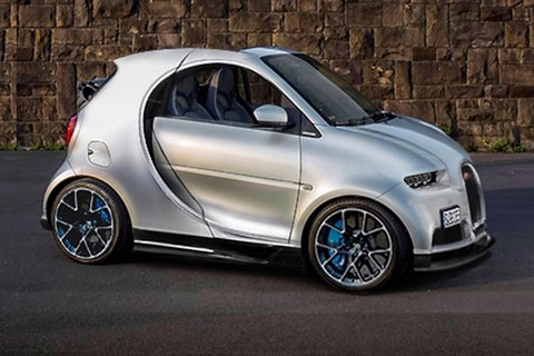 Smart Fortwo electric car based on a Bugatti Chiron, a mash up two extreme ends