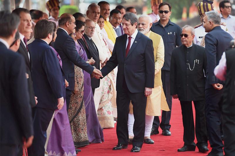 Cyprus, Cyprus india, Cyprus president, Cyprus president visit, Cypriot President Nicos Anastasiades, Nicos Anastasiades, narendra modi, Nicos Anastasiades guard of honor, Nicos Anastasiades at rajghat, pranab mukherjee, india cyprus agreement, sushma swaraj, anupriya patel, financial express gallery, Nicos Anastasiades photos, Nicos Anastasiades pics, Nicos Anastasiadesindia pics, Nicos Anastasiades india photos