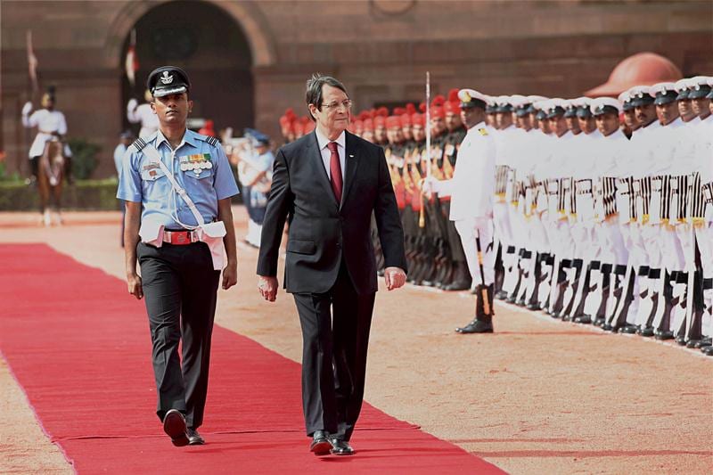 Cyprus, Cyprus india, Cyprus president, Cyprus president visit, Cypriot President Nicos Anastasiades, Nicos Anastasiades, narendra modi, Nicos Anastasiades guard of honor, Nicos Anastasiades at rajghat, pranab mukherjee, india cyprus agreement, sushma swaraj, anupriya patel, financial express gallery, Nicos Anastasiades photos, Nicos Anastasiades pics, Nicos Anastasiadesindia pics, Nicos Anastasiades india photos