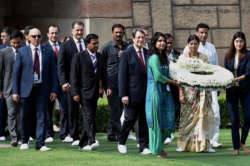Cyprus, Cyprus india, Cyprus president, Cyprus president visit, Cypriot President Nicos Anastasiades, Nicos Anastasiades, narendra modi, Nicos Anastasiades guard of honor, Nicos Anastasiades at rajghat, pranab mukherjee, india cyprus agreement, sushma swaraj, anupriya patel, financial express gallery, Nicos Anastasiades photos, Nicos Anastasiades pics, Nicos Anastasiadesindia pics, Nicos Anastasiades india photos