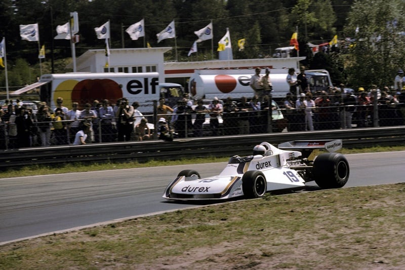 A well-known broadcaster refused to televise this F1 car in 1976 – it is visibly inappropriate for family viewing. The Surtees team will be remembered for their sponsor was a condom brand.