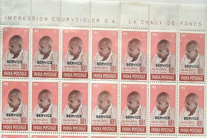 A set of four rare stamps featuring the portrait of Mahatma Gandhi has been sold for record 500,000 pounds at an auction in the UK which its seller said is the highest price ever paid for Indian stamps. (representative image: PTI)