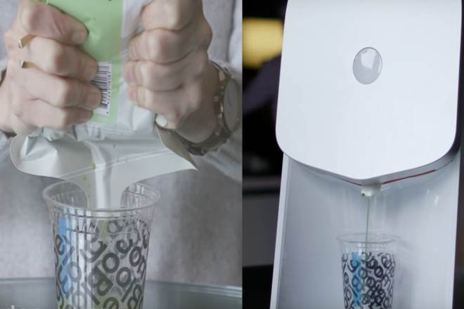 Juicero sells the machine for 0, plus the cost of individual juice packs delivered weekly. Tech blogs have dubbed it a “Keurig for juice.” (Video grab)