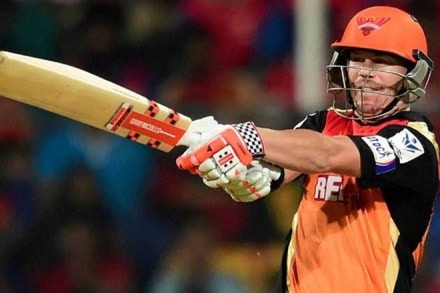SRH captain David Warner kept on batting even after the completion of an over. (PTI) SRH captain David Warner kept on batting even after the completion of an over. (PTI)