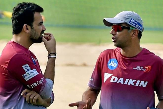 Delhi Daredevils' injured captain Zaheer Khan and coach Rahul Dravd. (PTI)