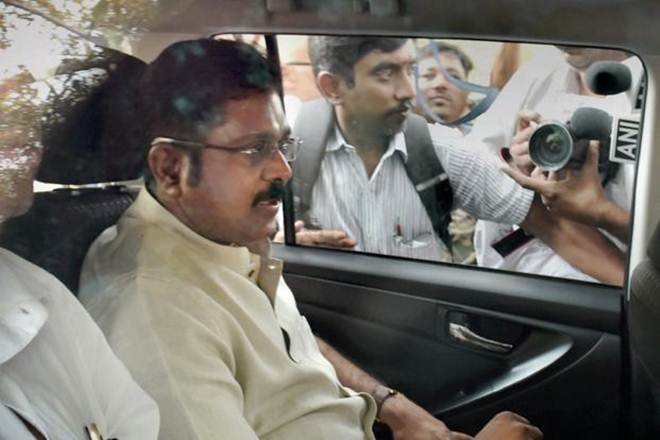 Dinakaran was presented in a magisterial court from the Tihar jail in pursuance to a production warrant issued by the court. (PTI) Dinakaran was presented in a magisterial court from the Tihar jail in pursuance to a production warrant issued by the court. (PTI)
