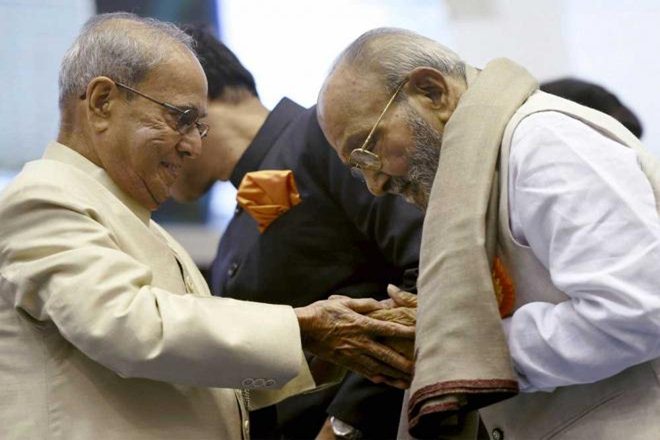 President Pranab Mukherjee honouring Telugu filmmaker K Vishwanath with Dadasaheb Phalke Award at the 64th National Film Awards function in New Delhi. (PTI) President Pranab Mukherjee honouring Telugu filmmaker K Vishwanath with Dadasaheb Phalke Award at the 64th National Film Awards function in New Delhi. (PTI)