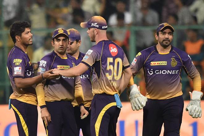KKR wins rain-interrupted game by 7 wickets against defending champions SRH. (PTI) KKR wins rain-interrupted game by 7 wickets against defending champions SRH. (PTI)