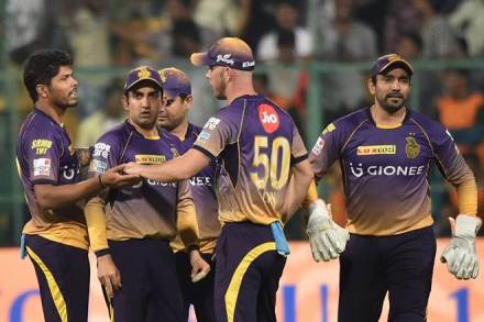 KKR wins rain-interrupted game by 7 wickets against defending champions SRH. (PTI) KKR wins rain-interrupted game by 7 wickets against defending champions SRH. (PTI)
