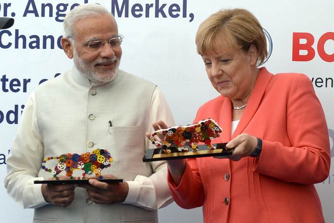 Prime Minister Narendra Modi with German Chancellor Dr. Angela Merkel. (IANS) Prime Minister Narendra Modi with German Chancellor Dr. Angela Merkel. (IANS)