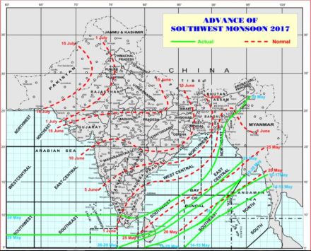 Monsoon usually arrives over Kerala in the first week of June, then covers rest of the country during next one month or so.