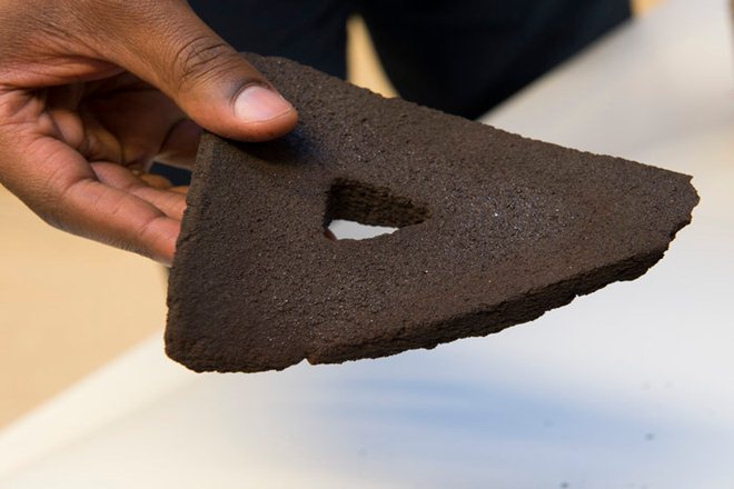  Brick 3D printed from moondust using focused sunlight, (Image Source: ESA-Website)