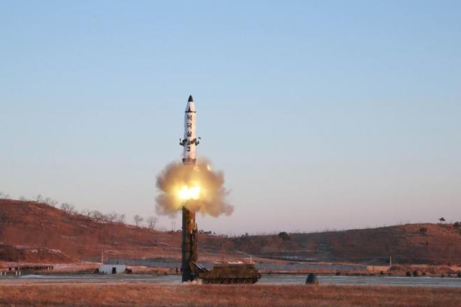 North Korean leader Kim Jong Un supervised the test of the Pukguksong-2, which also verified the functioning of a solid-fuel engine, and ordered it for deployment in field action, the KCNA state news agency said. (Reuters) North Korean leader Kim Jong Un supervised the test of the Pukguksong-2, which also verified the functioning of a solid-fuel engine, and ordered it for deployment in field action, the KCNA state news agency said. (Reuters)
