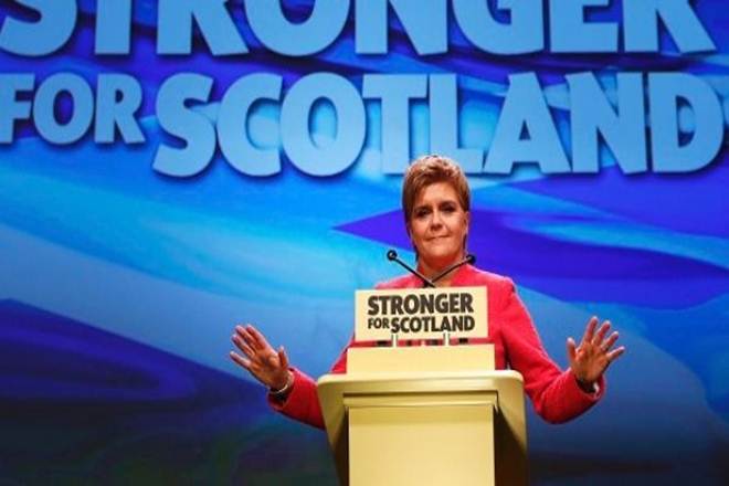 First Minister Nicola Sturgeon of the SNP will ask voters in a June 8 general election to "strengthen Scotland's hand against an extreme Brexit that will put tens of thousands of Scottish jobs at risk." (Reuters) First Minister Nicola Sturgeon of the SNP will ask voters in a June 8 general election to "strengthen Scotland's hand against an extreme Brexit that will put tens of thousands of Scottish jobs at risk." (Reuters)