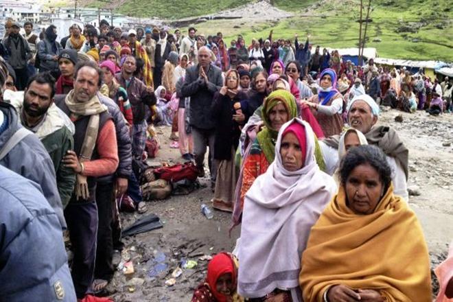 The natural calamity had left the pilgrims worried about their safety. (PTI) The natural calamity had left the pilgrims worried about their safety. (PTI)