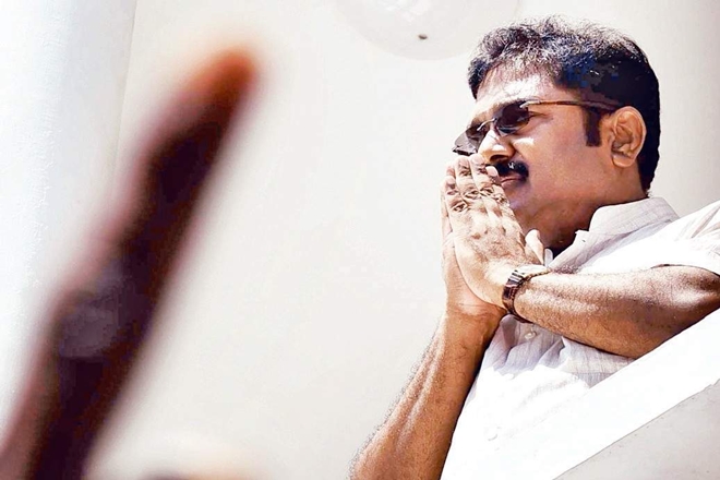 Dinakaran is accused of trying to obtain a favourable verdict from the poll panel so that the now frozen "two leaves" party symbol could be restored to the AIADMK. (IE) Dinakaran is accused of trying to obtain a favourable verdict from the poll panel so that the now frozen "two leaves" party symbol could be restored to the AIADMK. (IE)