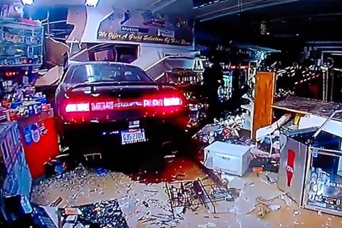 How far can you go for beer? This guy drove his Dodge Challenger into a store for a pint