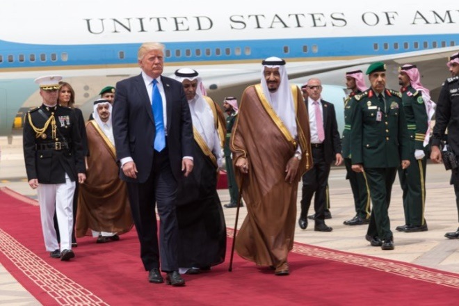 US President Donald Trump arrives in Saudi Arabia. (Twitter)