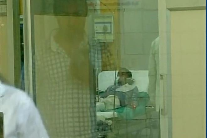 As many as 41 students were admitted to a hospital today after they fell ill due to gas leakage from a depot in southeast Delhi's Tughlakabad area. (ANI)