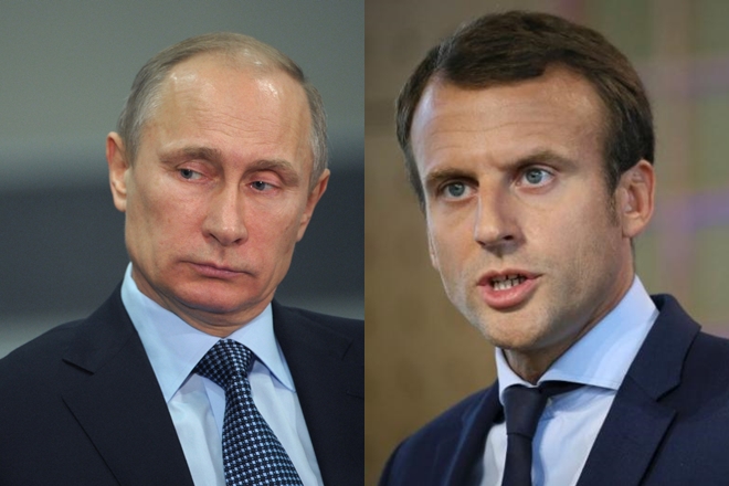 Vladimir Putin and Emmanuel Macron. (Reuters) Vladimir Putin and Emmanuel Macron. (Reuters)
