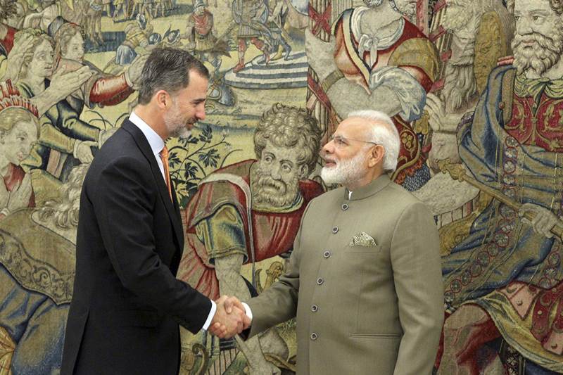narendra modi, narendra modi in spain, spain visit, india spain, spanish president Mariano Rajoy, indian prime minister, modi, modi in spain, modi europe visit, modi four day visit, narendra modi spain visit, Mariano Rajoy, Moncloa Palace, King Felipe VI of Spain, King Felipe VI, spain india, india spain ties, spain india agreements