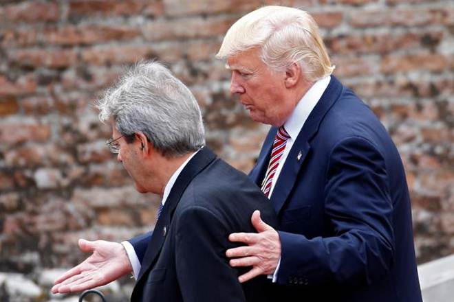 Donald Trump, G7 summit, NATO allies, climate change, Brussels, European Union leaders, global warming, Theresa May, Paolo Gentiloni, Emannuel Macron Donald Trump, G7 summit, NATO allies, climate change, Brussels, European Union leaders, global warming, Theresa May, Paolo Gentiloni, Emannuel Macron