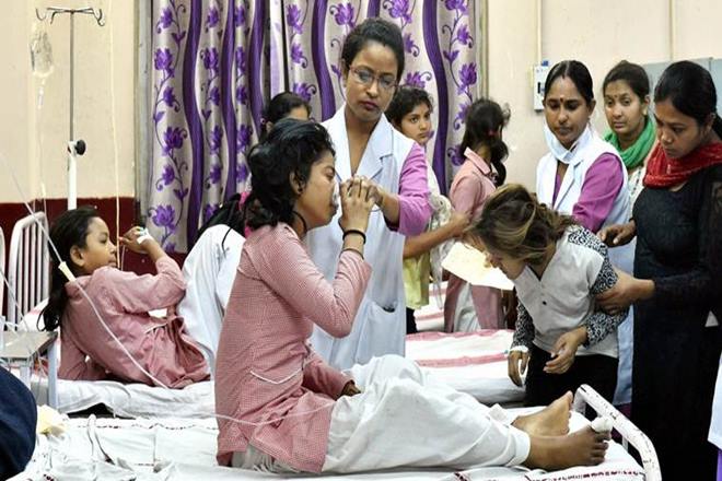 Eye and throat irritation sent several schoolchildren to hospitals on May 6 after a reported leak of a toxic chemical from a container truck parked at a state-run customs depot in Tughlaqabad in south Delhi. (PTI) Eye and throat irritation sent several schoolchildren to hospitals on May 6 after a reported leak of a toxic chemical from a container truck parked at a state-run customs depot in Tughlaqabad in south Delhi. (PTI)