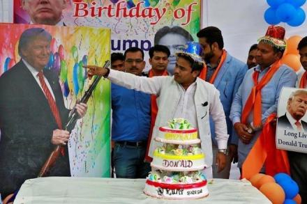 Donald Trump, Donald Trump birthday, Hindu Sena, Hindu Sena celebrates Donald Trump birthday, US President, Vishnu Gupta, Donald Trump birthday in India, Republican, Narendra Modi, Modi Trump meeting Donald Trump, Donald Trump birthday, Hindu Sena, Hindu Sena celebrates Donald Trump birthday, US President, Vishnu Gupta, Donald Trump birthday in India, Republican, Narendra Modi, Modi Trump meeting