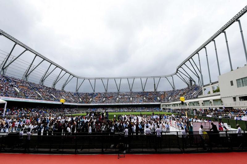 PM Narendra Modi, Narendra Modi Gujarat visit, TransStadia arena, Public Private Partnership model, Gujarat, Modi in Gujarat, sporting culture in gujarat, The Arena Complex, Deepa Malik, Bhaichung Bhutia, Maninagar area, Ahmedabad.