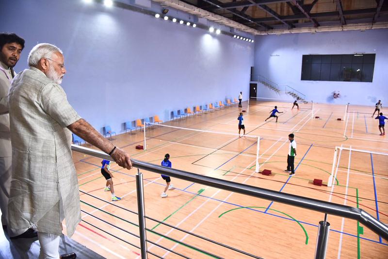 PM Narendra Modi, Narendra Modi Gujarat visit, TransStadia arena, Public Private Partnership model, Gujarat, Modi in Gujarat, sporting culture in gujarat, The Arena Complex, Deepa Malik, Bhaichung Bhutia, Maninagar area, Ahmedabad.