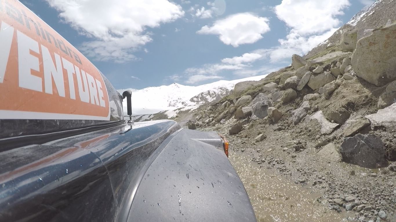 Just before you reach the top of Wari-La the pass gets tricky with sharp switchbacks, black-ice and muddy streams. Our top tip here is switch to 4-Wheel drive, if that’s not an option then keep revs above 2000 rpm, don’t ride the clutch and whatever you do don’t stop on a slope.