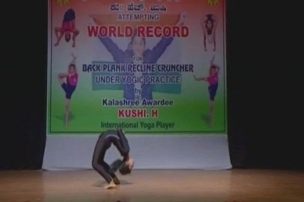 world record, world record in yoga, yoga world record, mysuru girl yoga world record, mysore girl yoga world record, yogasan, Niraalamba Poorna Chakrasana, mysore, mysusru, mysore world record, mysusru world record, yoga world record, international day of yoga, international yoga day, india news, india record, yoga india, rbi nagar, financial express news