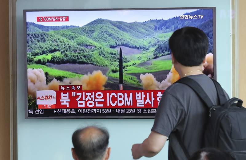 North Korea fires intercontinental ballistic missile, North Korea fires ICBM, North Korea fires ICBM pics, North Korea fires ICBM images, nuclear weapon, US President Donald Trump, Hwasong-14 missile, Kim Jong-Un