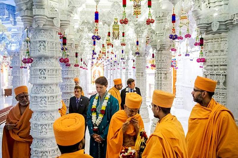 Justin Trudeau, Canadian Prime Minister, Mayor John Tory, Mahant Swami Maharaj, BAPS Shri Swaminarayan Mandir, Bochasanwasi Shri Akshar Purushottam Swaminarayan Sanstha, Ministry of External Affairs, Vikas Swarup, United Nations