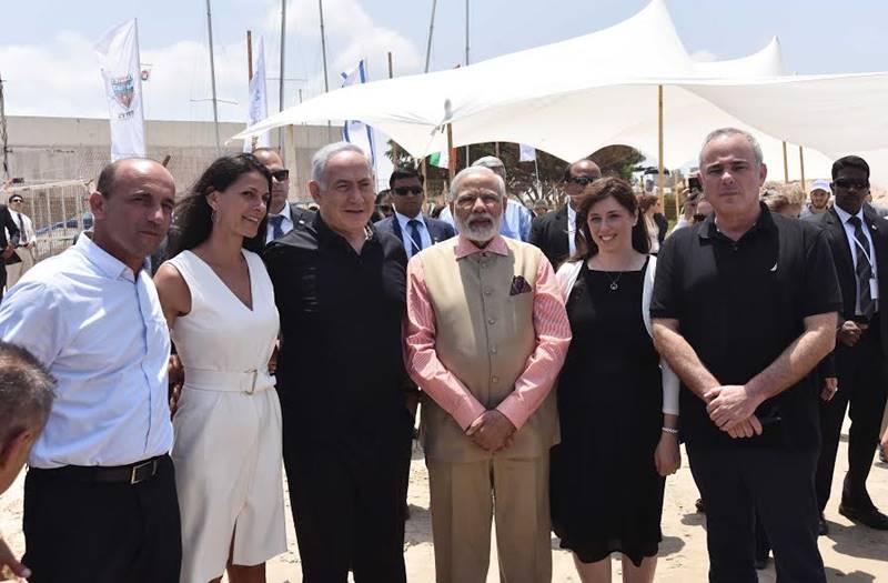 Narendra Modi in Israel, Narendra Modi in Haifi, Modi pics, Modi images, Gal-Mobile water desalination, Gal-Mobile water desalination technology, Narendra Modi at Olga Beach, Narendra Modi images, Narendra Modi pics, water purification, latest images, latest pics, Gal-Mobile images, Modi pics