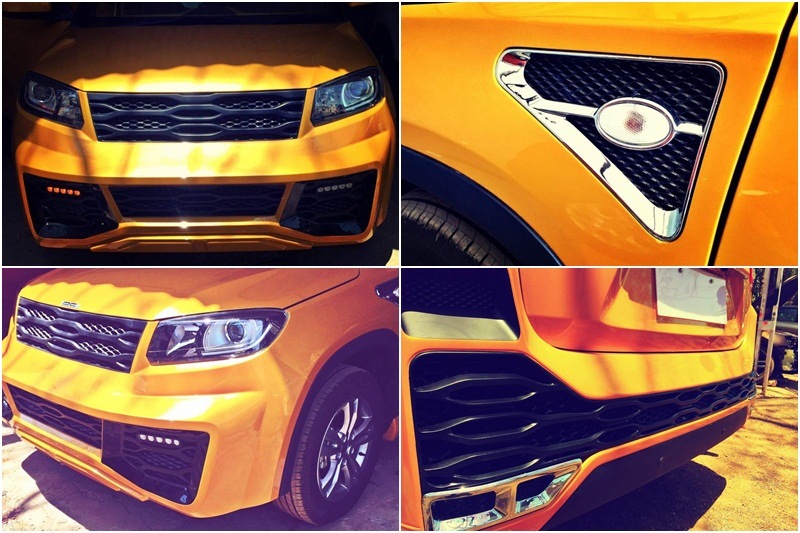 Exterior: The exterior of the newly customised Maruti Suzuki Vitara Brezza boast of a bold and bright yellow body colour. The compact SUV also gets a black section on the front and rear bumper with honeycomb mesh pattern. The new body kit features large air intakes as compared to the standard model and new LED DRLs (Daytime Running Lamps). The air vents that are placed on the side and have been given a chrome finishing. The rear end of the Vitara Brezza is dominated by new quad exhausts with chrome embellishment along with DC badging on the chrome section above the license plate.