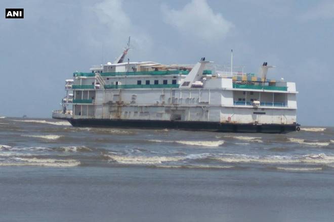 The Indian Coast Guard rescued four crew members from an off shore casino vessel which got stuck on a sandbar off Miramar beach near here.(Source: ANI)