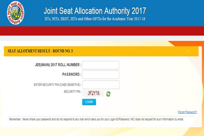 josaa round 3 seat allotment, josaa round 3 seat allotment result, josaa.nic.in, Joint Seat Allocation Authority, josaa third seat allotment, josaa third seat allotmentresult, josaa 2017, IIT counselling schedule, Indian Institute of Technologies, josaa IIT counselling, National Institute of Technology , josaa nit, education news