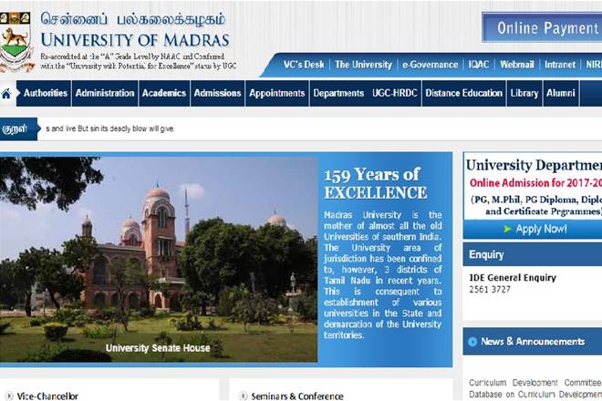 madras, madras university, madras university results, unom.ac.in, madras university results 2017, madras university programme results, undergraduate programmes, postgraduate programme results, education, education news
