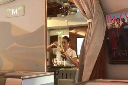 Emirates, flight attendant, air hostess, champagne, viral video Emirates, flight attendant, air hostess, champagne, viral video