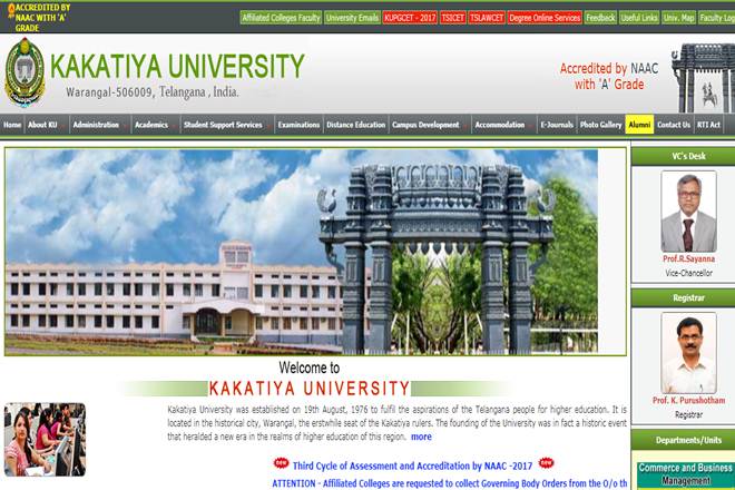 Kakatiya University UG results 2017, Kakatiya University UG results 2017 website, Kakatiya University UG results 2017 news, kakatiya.ac.in, third year BSc July exam, third year BScB July exam, third year BCom July exam, third year BBM July exam, third year BA July exam, fifth year LLB (5YDC) May exam, fifth year LLB (3YDC) May exam, fourth year BPharmacy June exam, fourth year BPharmacy (LE) June exam, fourth year BTech May exam