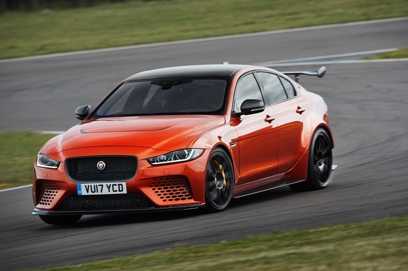The changes aren't just limited to the powertrain, but a host of assistance to the engine comes from an 8-speed transmission that sends power to all wheels. Another plus to the XE inherent handling character is the Aluminium chassis which is now complemented with 20 inch Aluminium alloy wheels, an adjustable front splitter, adjustable rear wing and a carbon-fibre rear bumper. Braking has also been reworked and the XE SV Project 8 has Formula One inspired silicon nitride ceramic wheel bearings and new carbon ceramic braking system