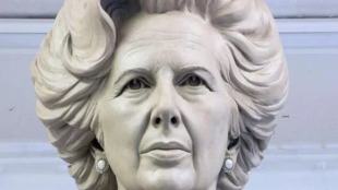 Theresa May, Theresa May statue Iron Lady, Theresa May Margaret Thatcher, Theresa May protest, British parliament, Margaret Thatcher statue targeted by vandals, Margaret Thatcher statue, Conservative british, statue vandalism