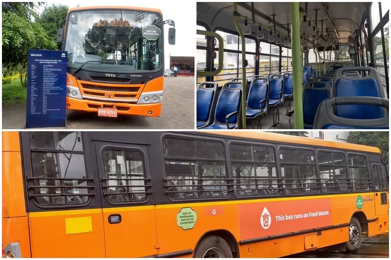 india's first bio methane bus, tata motors bio methane bus, tata motors bus