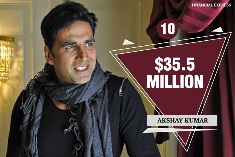 The Toilet-Ek Prem Katha superstar Akshay Kumar completes the list of top 10 with a total earning of $35.5 million. The Jolly LLB 2 star was ranked at the same position last year as well with $31.5 million.